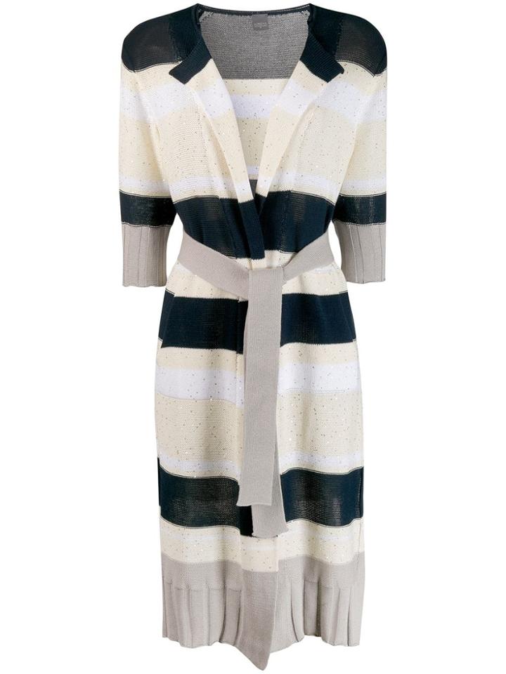 Lorena Antoniazzi Striped Cardi-coat - Blue