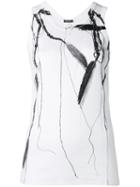 Ann Demeulemeester Feather And Bead Print Tank, Women's, Size: 40, White, Cotton