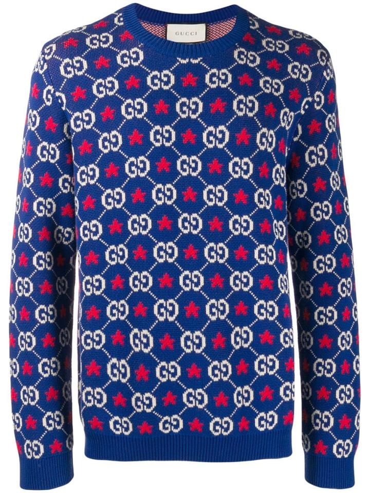 Gucci Gg Stars Intarsia-knit Sweater - Blue