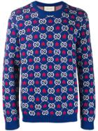 Gucci Gg Stars Intarsia-knit Sweater - Blue