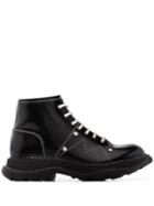 Alexander Mcqueen Contrast-lace Ankle Boots - Black
