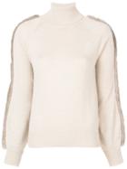 Agnona Fur Appliqué Turtleneck Jumper - Nude & Neutrals