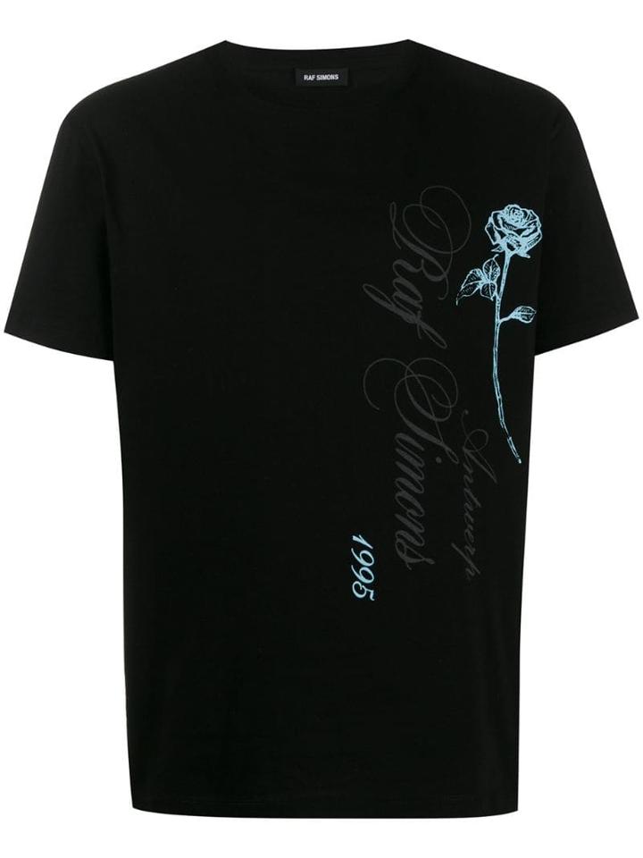 Raf Simons Rose Logo Print T-shirt - Black