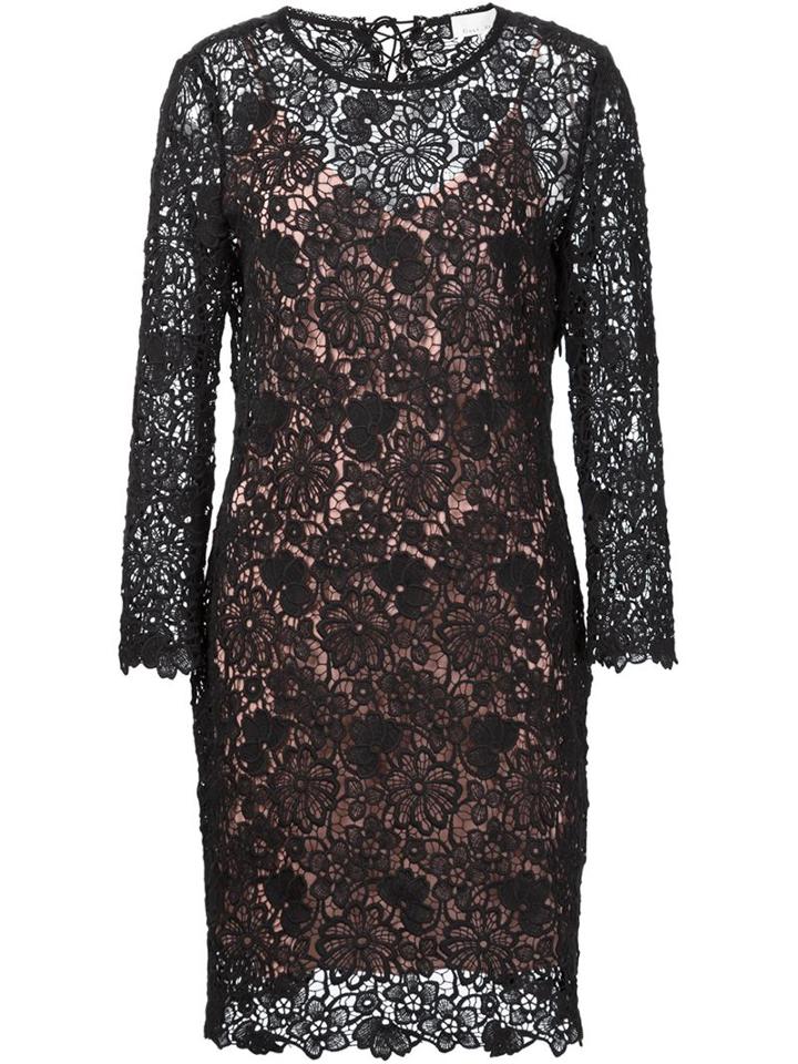 Fleur Du Mal Guipure Lace Mini Dress, Women's, Size: Medium, Black, Silk/cotton