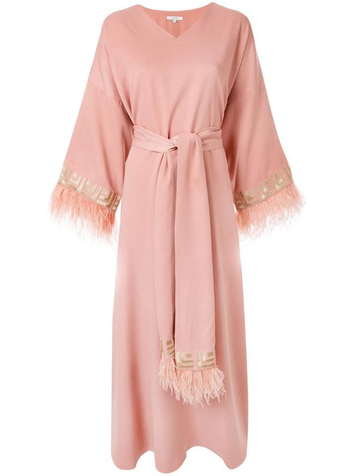Layeur Feather Trim Maxi Dress - Pink