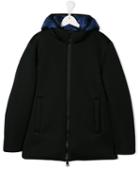 Herno Kids Textured Hooded Coat - Black