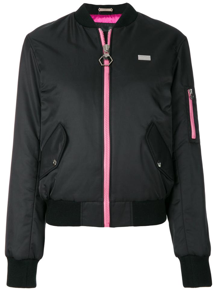 Philipp Plein Contrast Zip Bomber Jacket - Black