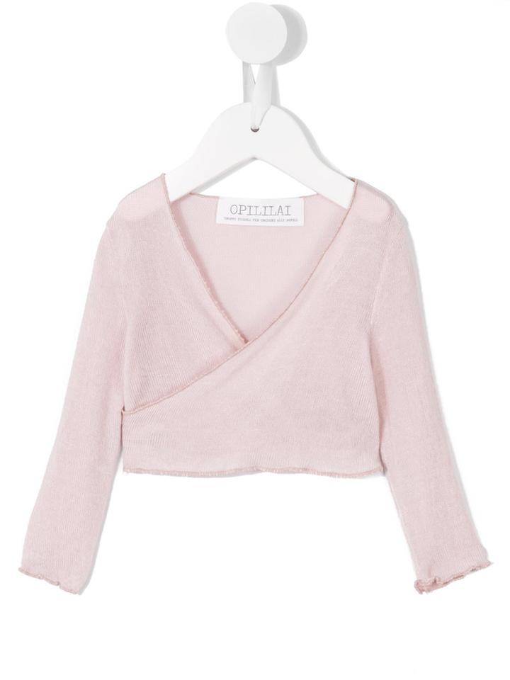 Opililai - V-neck Cropped Top - Kids - Spandex/elastane/viscose - 9 Mth, Pink/purple