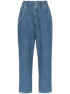 Miu Miu High Waisted Chain Detail Cropped Jeans - Blue