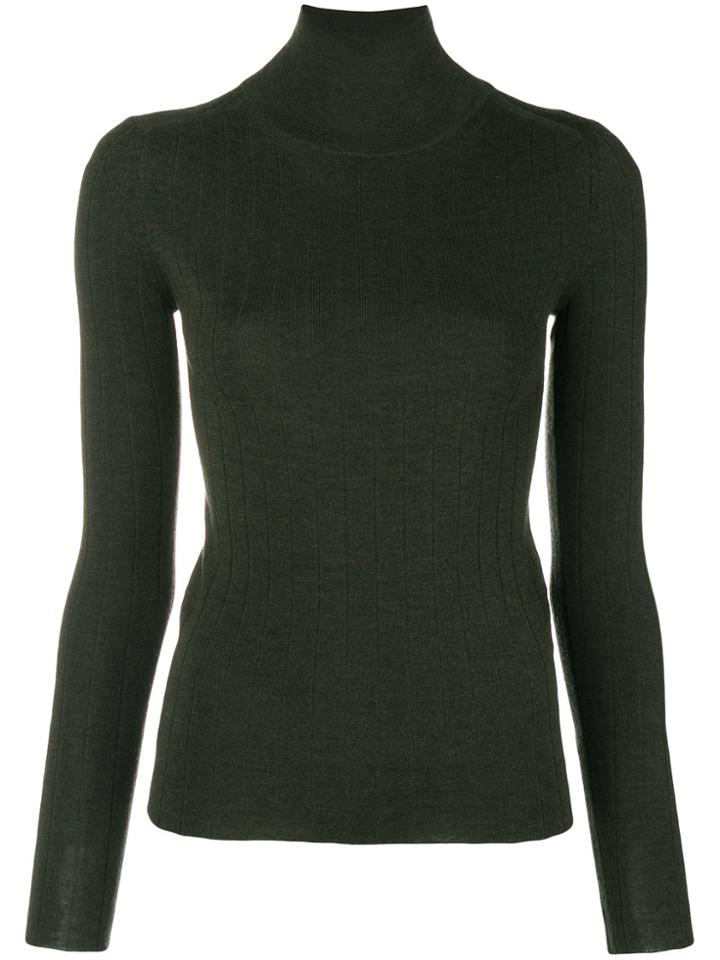 Joseph Turtle-neck Fitted Top - Green