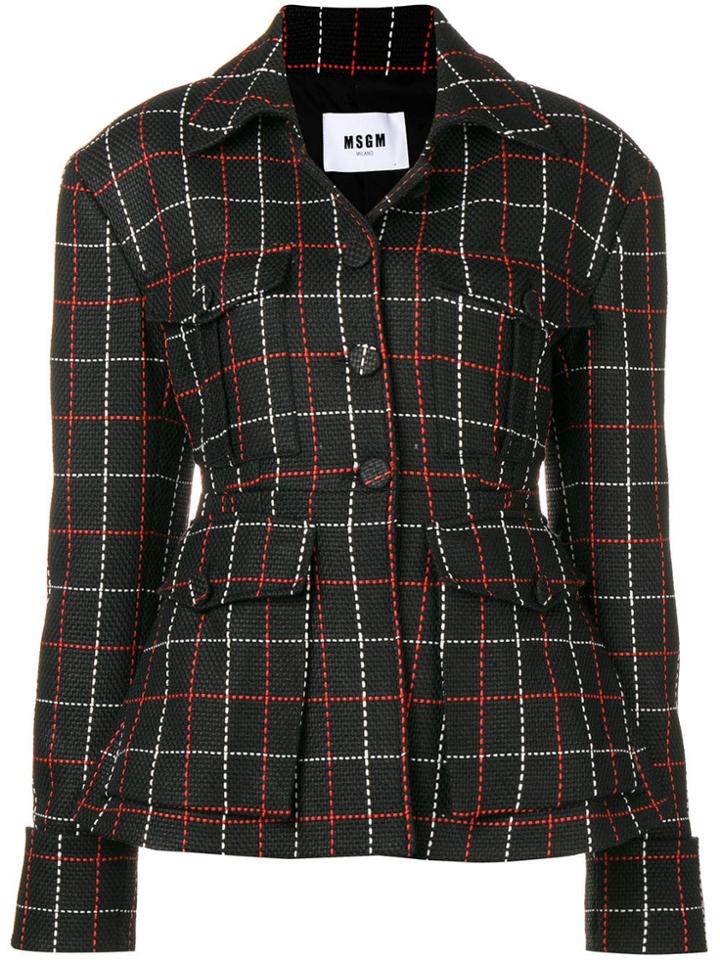 Msgm Woven Knit Check Jacket - Black