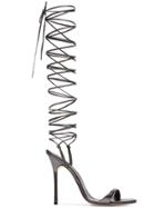 Manolo Blahnik Grey Priscahiplain 115 Leather Sandals