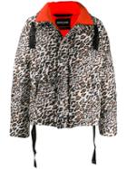 Roberto Cavalli Leopard Print Puffer Jacket - Black