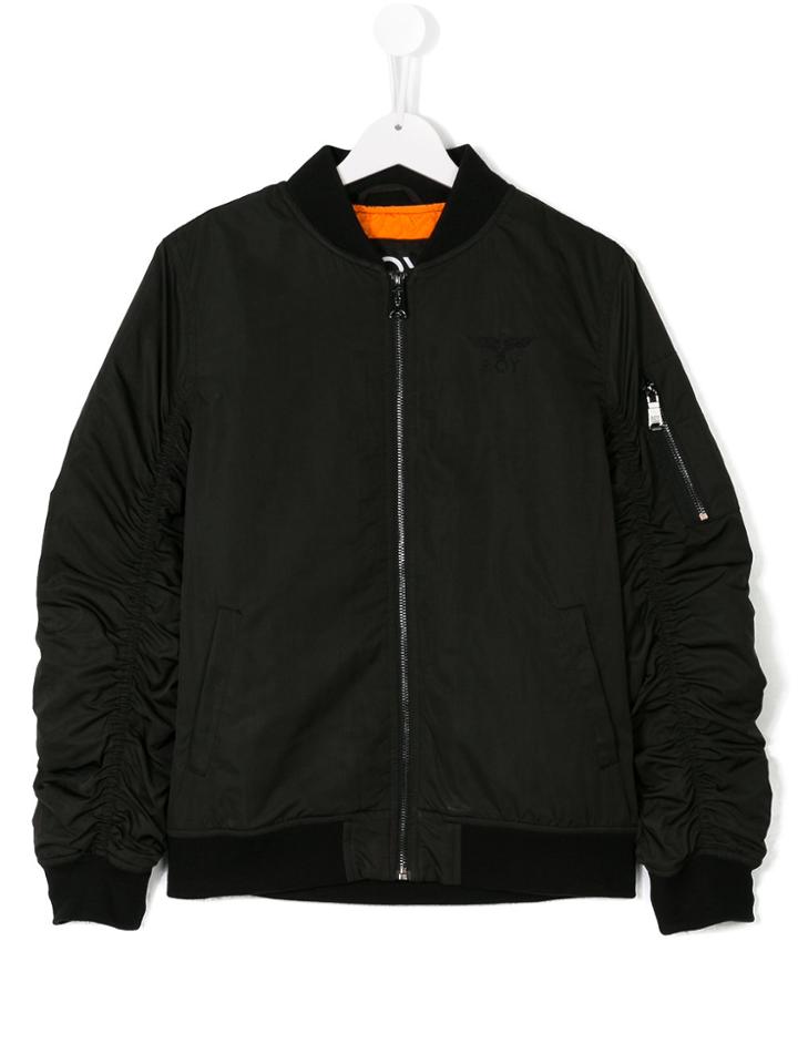 Boy London Kids Ruched Sleeves Bomber Jacket - Black