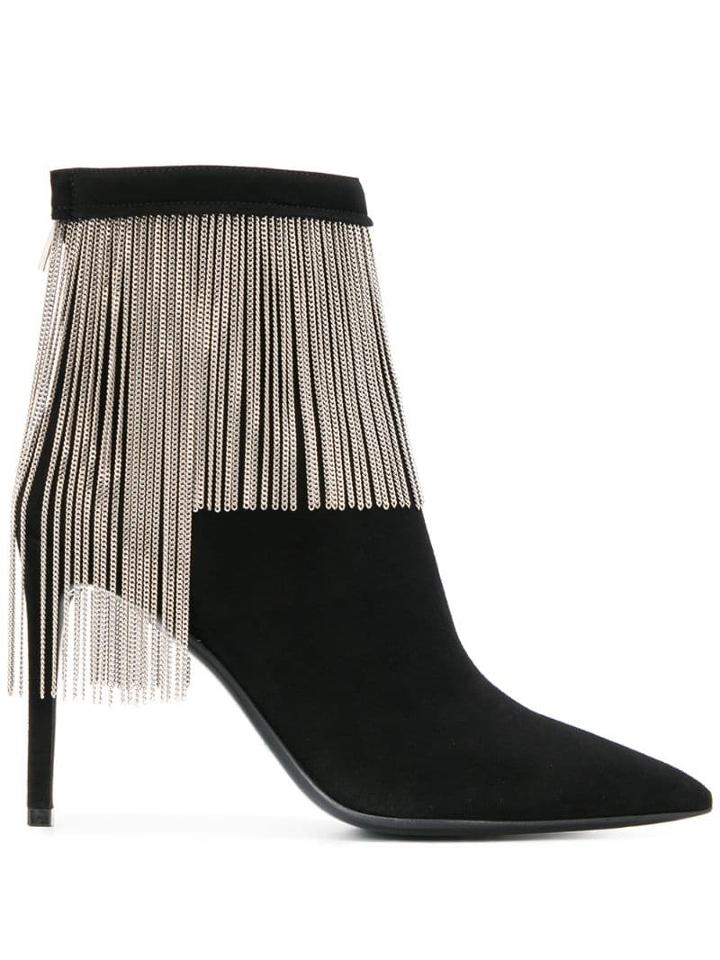 Balmain Mercy Chain Suede Boots - Black