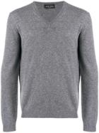 Roberto Collina Fine Knit V-neck Sweater - Grey