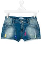 Msgm Kids - Teen Skateboard Charm Denim Shorts - Kids - Cotton/spandex/elastane - 14 Yrs, Blue