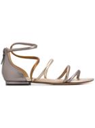 Alexandre Birman Flat Strappy Sandals - Silver