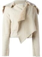 Helmut Lang Vintage Shearling Crop Jacket, Women's, Size: 40, Nude/neutrals
