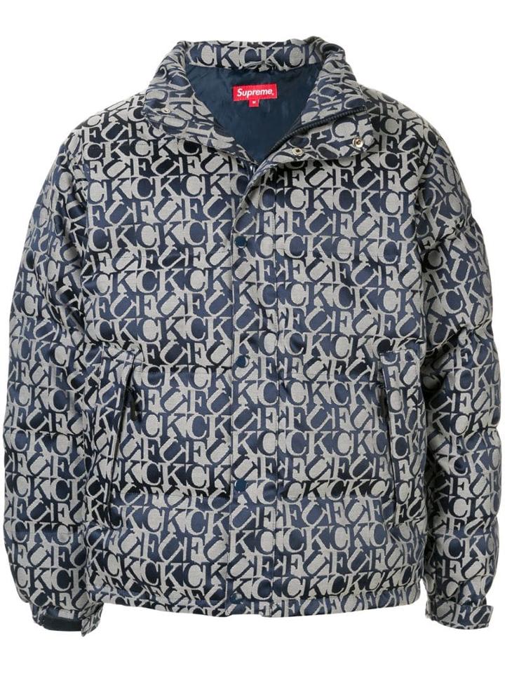 Supreme F*ck Jacquard Puffy Jacket - Blue