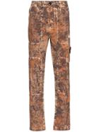 Stone Island Mottled-effect Straight-leg Cargo Trousers - Brown