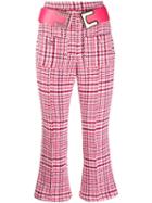 Elisabetta Franchi High Rise Houndstooth Cropped Trousers - Pink