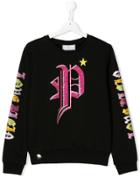 Philipp Plein Junior Teen Rhinestone Logo Sweatshirt - Black