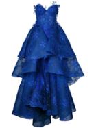 Nedret Taciroglu Couture Strapless Ball Gown, Women's, Size: 40, Blue, Silk