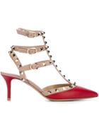 Valentino Rockstud Pumps, Women's, Size: 36, Red, Leather