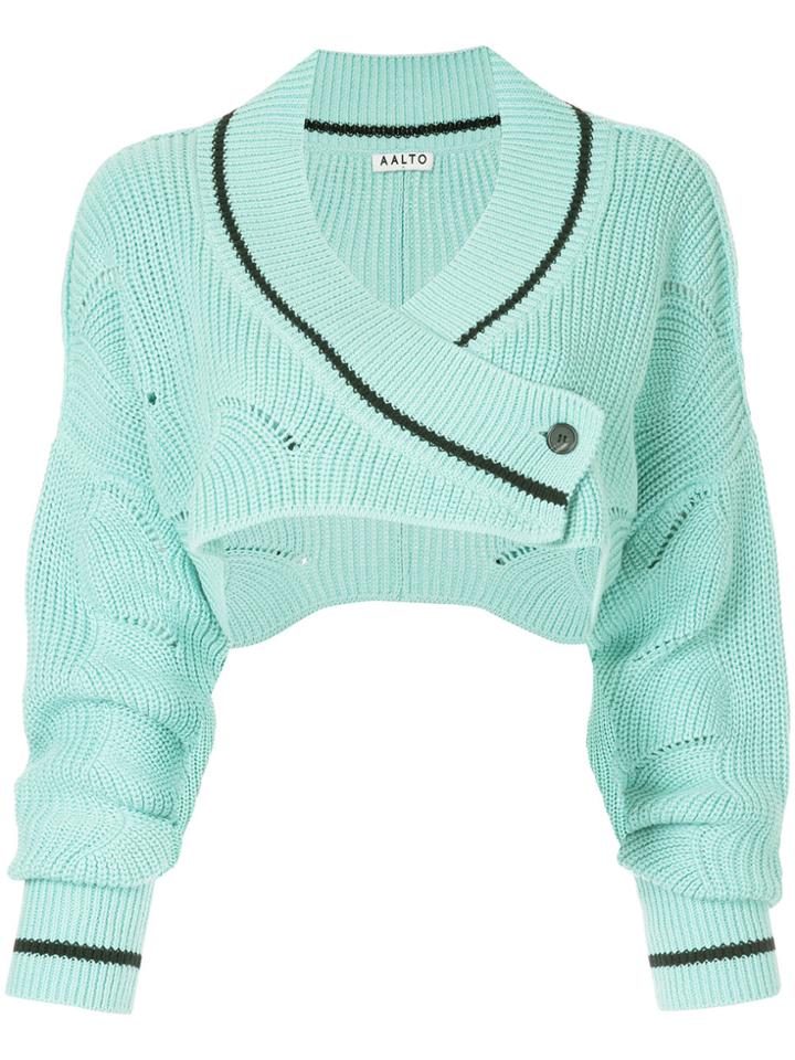Aalto Chunky Knit Cropped Cardigan - Green