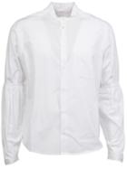 Aganovich Elasticated Sleeve Detail Shirt, Men's, Size: 48, White, Cotton