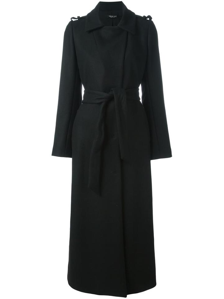 Twin-set Classic Trench Coat, Women's, Size: Small, Black, Polyamide/polyester/wool