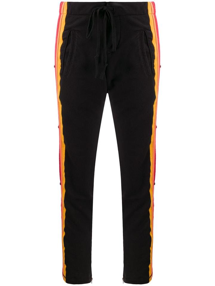 Greg Lauren Striped Straight-leg Trackpants - Black