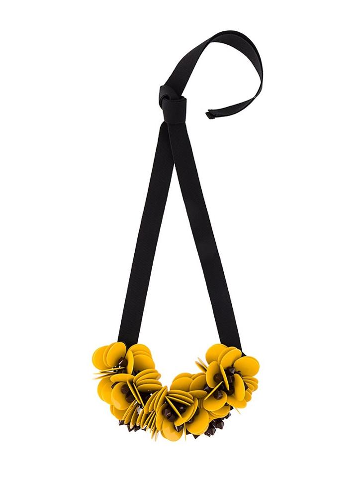 P.a.r.o.s.h. Floral Ribbon Necklace, Women's, Yellow/orange