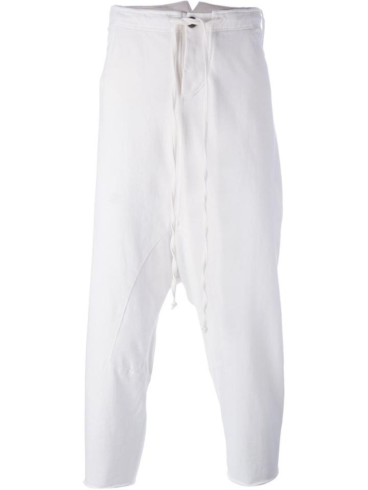 Lost & Found Rooms Drop-crotch Cropped Trousers, Men's, Size: Xl, White, Cotton