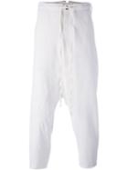 Lost & Found Rooms Drop-crotch Cropped Trousers, Men's, Size: Xl, White, Cotton