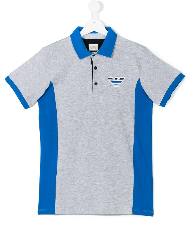Armani Junior - Logo Print Polo Shirt - Kids - Cotton - 16 Yrs, Grey