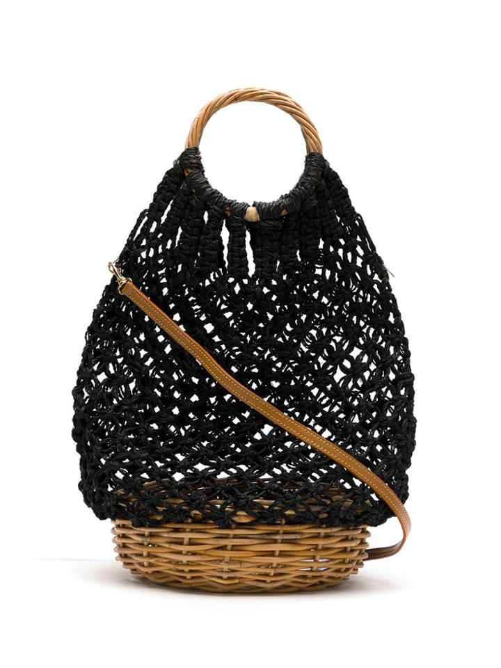 Serpui Macramé Bucket Bag - Black