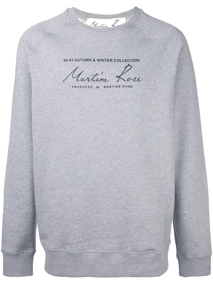 Martine Rose 'classic Logo' Sweatshirt, Adult Unisex, Size: Medium, Grey, Cotton