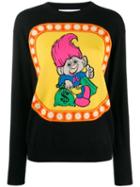 Moschino Graphic Print Crew Neck Knitted Jumper - Black