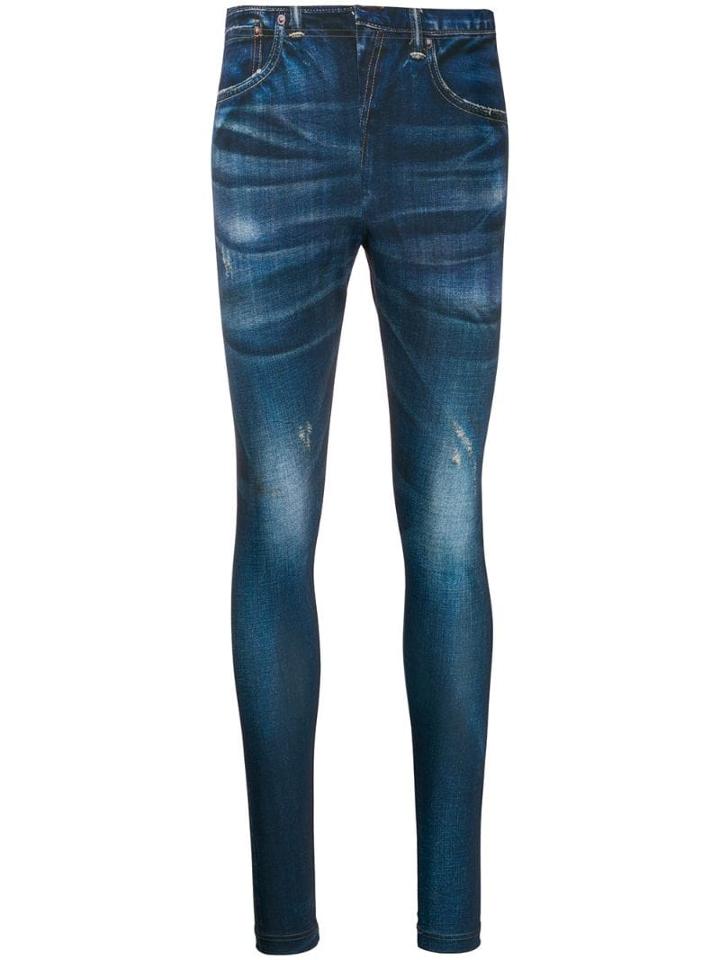 Junya Watanabe Skinny Denim Effect Trousers - Blue