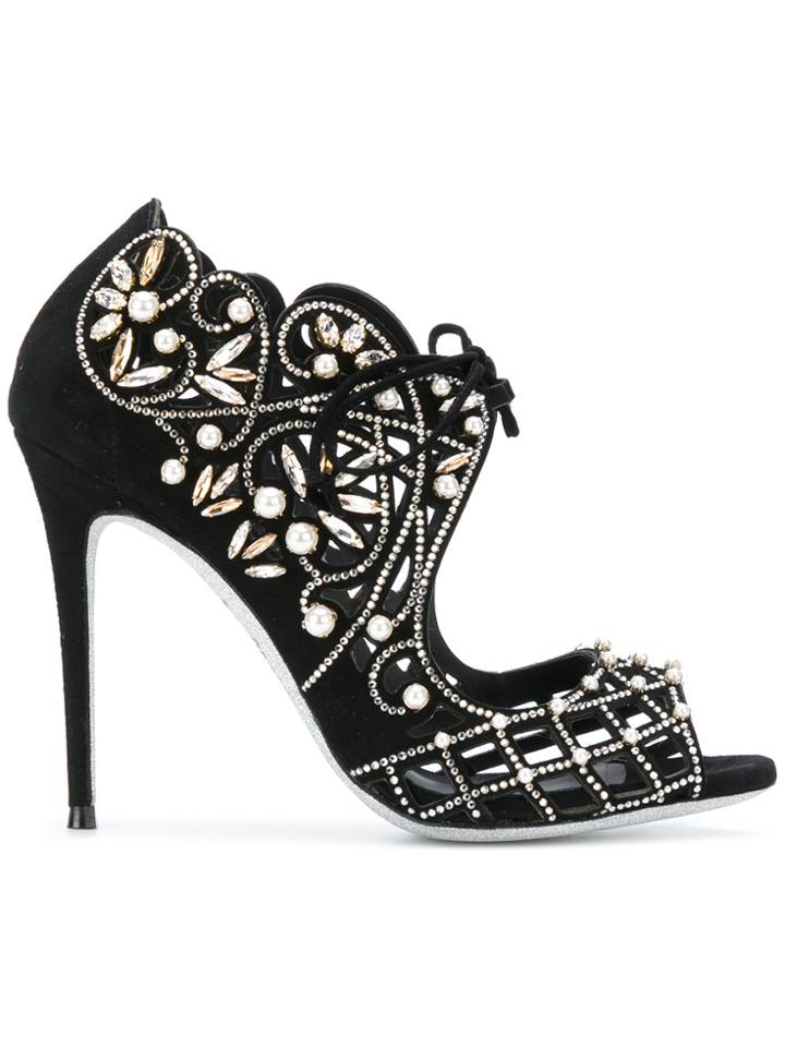 René Caovilla Embellished Open-toe Sandals - Black