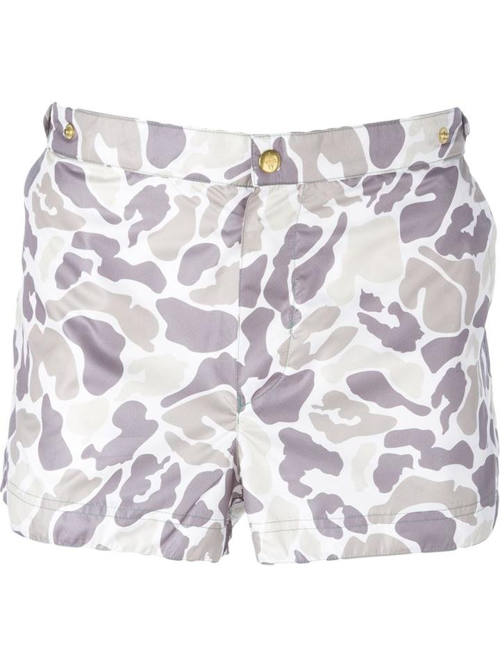 Eleventy Camouflage Effect Swim Shorts, Men's, Size: Xl, Green, Polyester