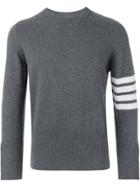 Thom Browne Crewneck Pullover With 4-bar Stripe In Medium Grey