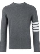 Thom Browne Crewneck Pullover With 4-bar Stripe In Medium Grey