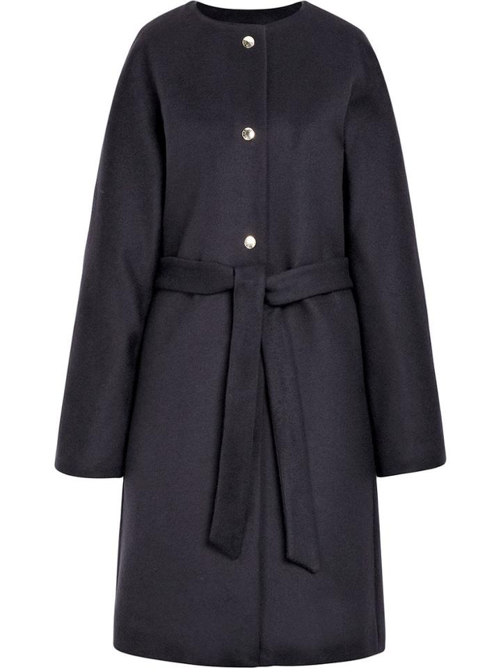Mackintosh Navy Wool & Cashmere Belted Coat Lm-085f - Blue