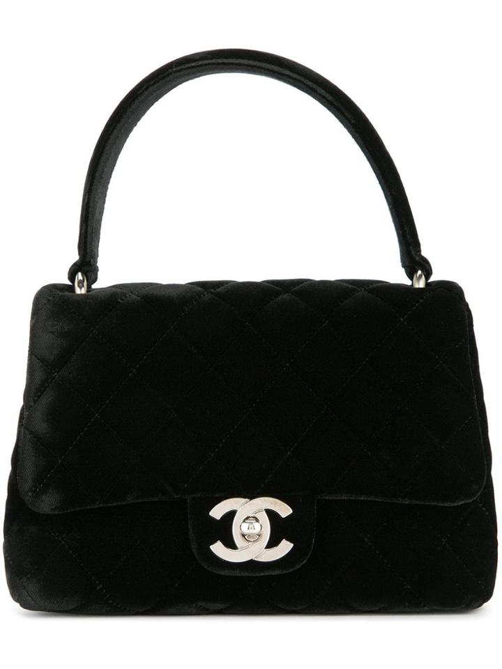 Chanel Vintage Quilted Cc Hand Bag - Black