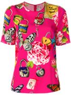 Dolce & Gabbana Garden Lock Print T-shirt - Pink & Purple
