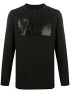 Armani Exchange Logo Embroidered Long Sleeved Top - Black