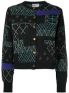 Kolor Cropped Intarsia Cardigan - Black